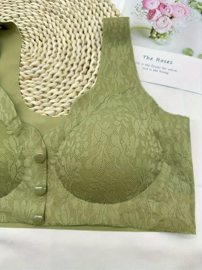 Front Open Button Nursing Flower Bra