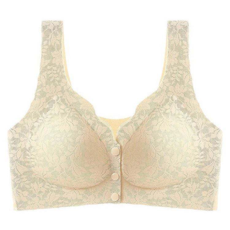 Front Open Button Nursing Flower Bra