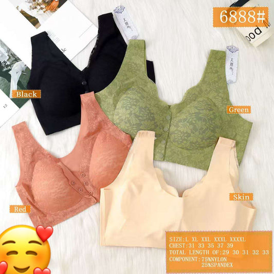 Front Open Button Nursing Flower Bra