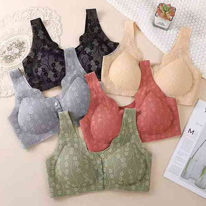 Front Open Button Nursing Flower Bra
