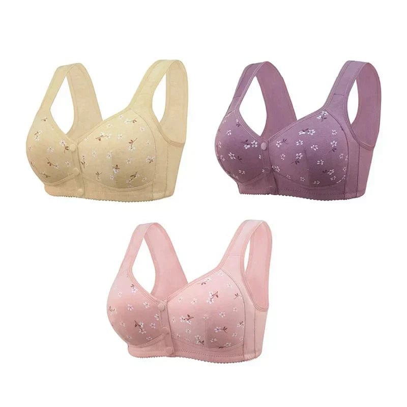 (Pack of 2 )  Front open button bra non padded pack of 2